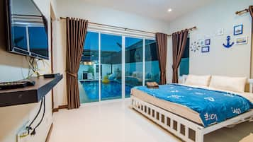 Three Bedrooms - Private Pool Villa | 3 kamar tidur, meja kerja, tirai kedap cahaya, dan Wi-Fi gratis