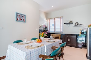 Three Bedrooms - Private Pool Villa | Shared kitchen | Fridge, microwave, stovetop, electric kettle