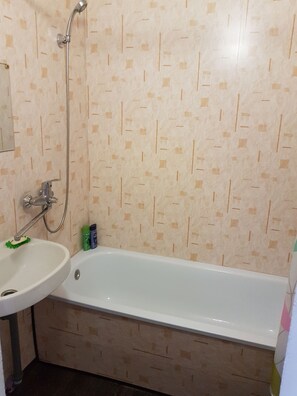 Apartment, 1 Bedroom, Smoking, Balcony | Bathroom | Deep soaking tub, free toiletries, slippers, towels - Apartment on Nizhegorodskaya (Zhukovsky)