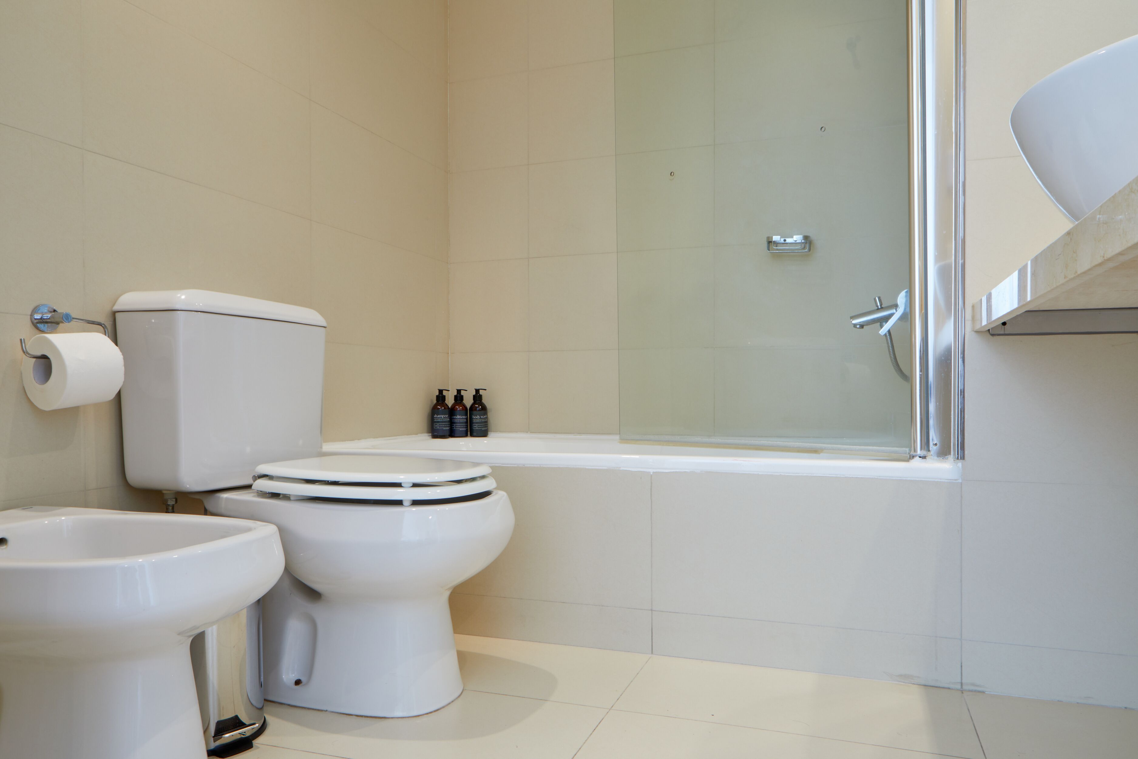 superior apartment, 1 queen bed with sofa bed, non smoking, balcony (#qp71) | bathroom | combined shower/bathtub, free toiletries, hair dryer, bidet