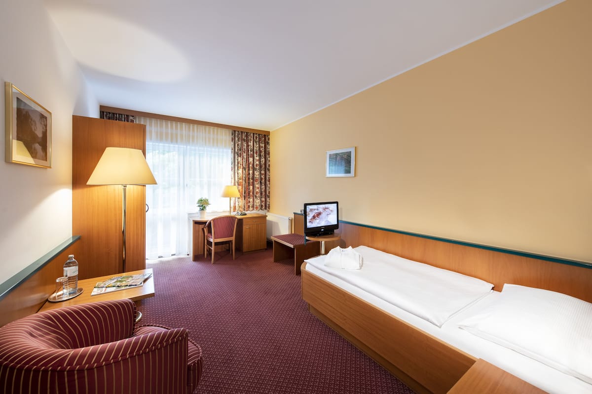 In-room safe, desk, laptop workspace, blackout curtains