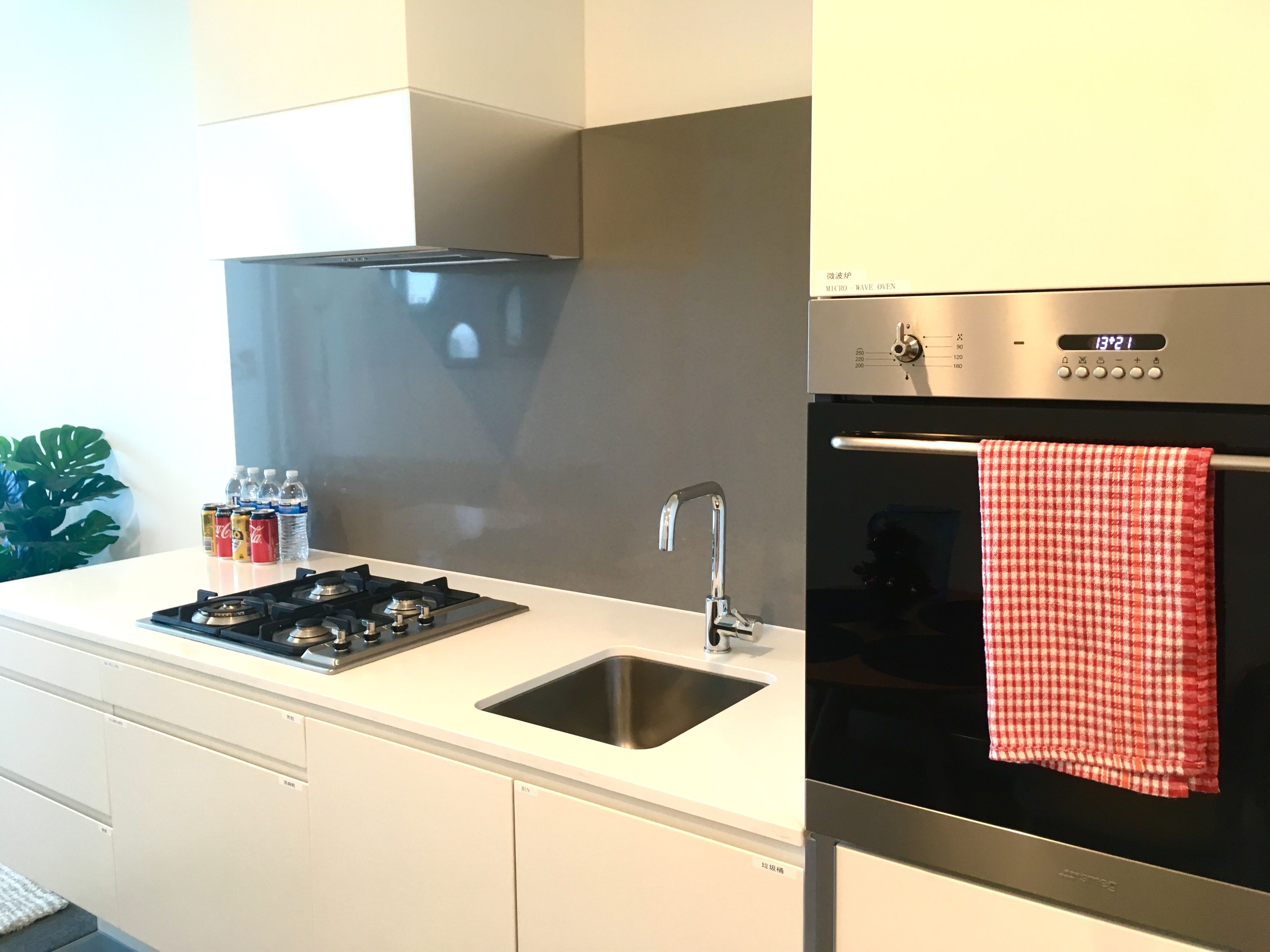 premium apartment | private kitchen | full-sized fridge, microwave, oven, stovetop