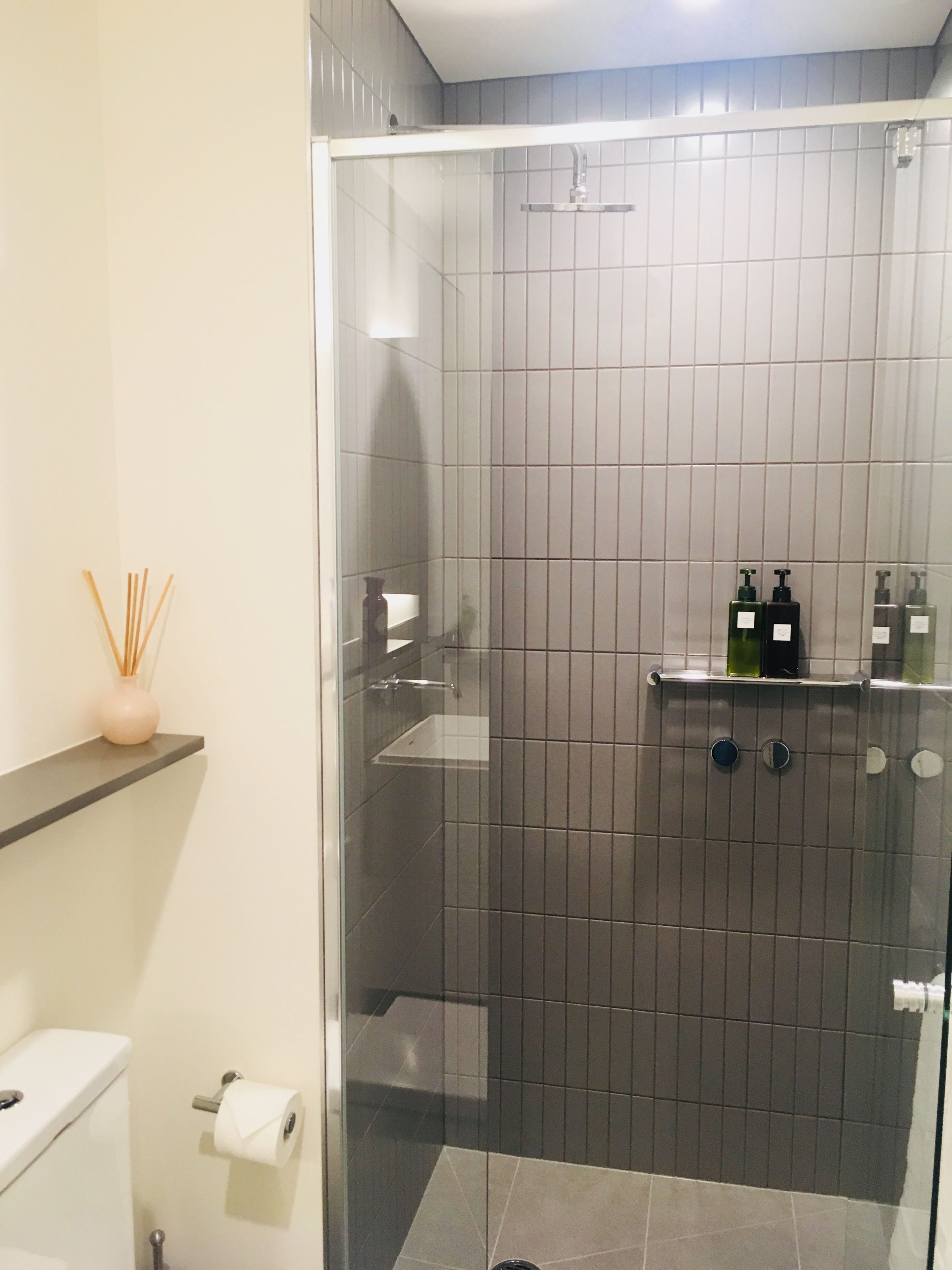 premium apartment | bathroom | shower, rainfall showerhead, free toiletries, towels