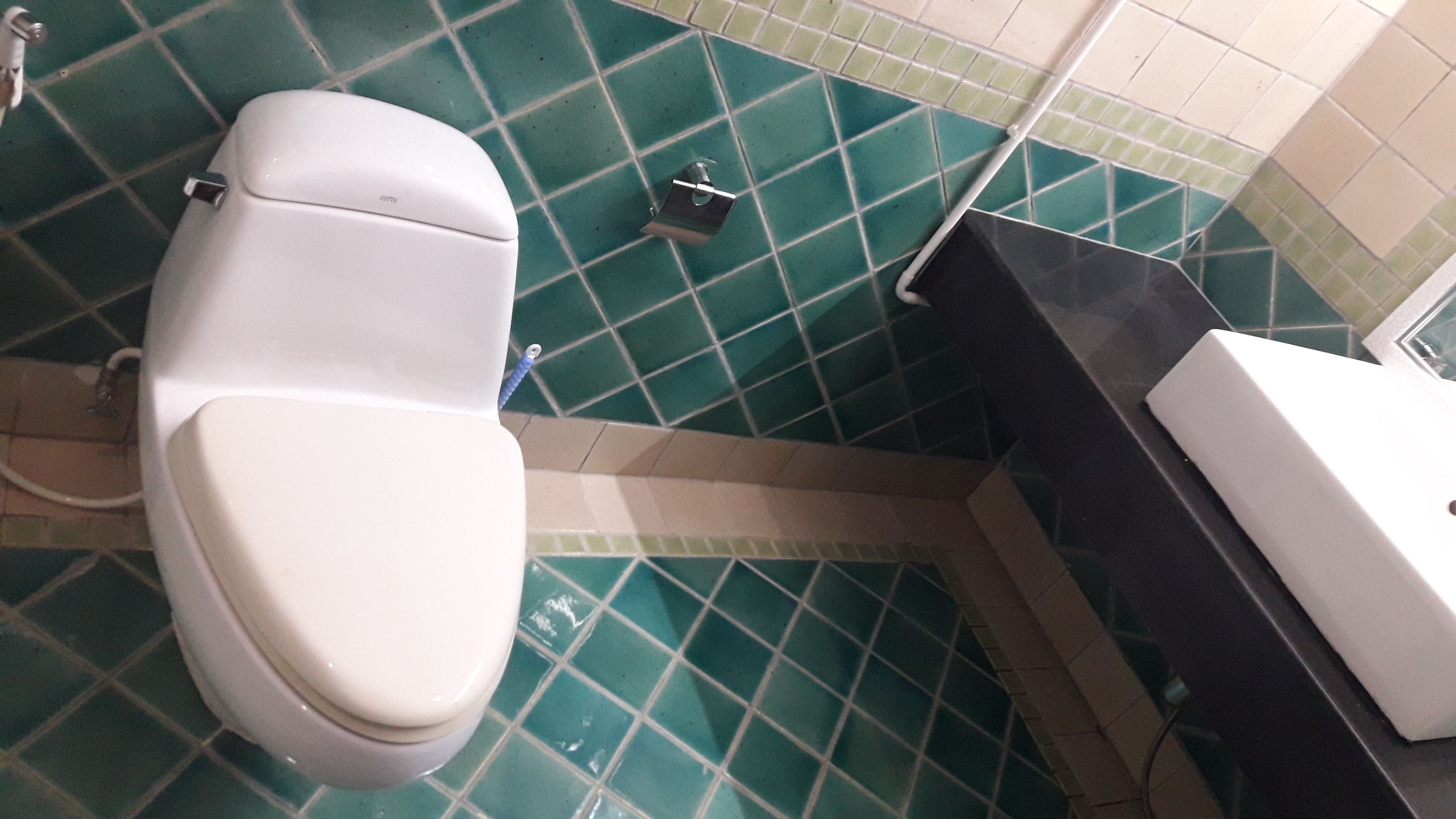 A bathroom with a toilet, a sink, and a shower.