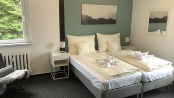 Double Room | Premium bedding, blackout drapes, iron/ironing board