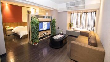 Desk, blackout curtains, iron/ironing board, free WiFi