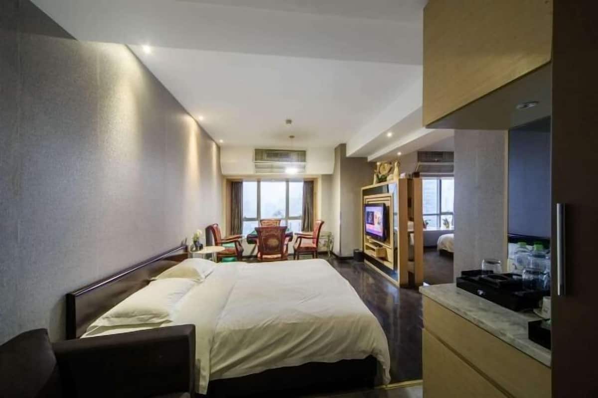 Desk, blackout drapes, iron/ironing board, free WiFi