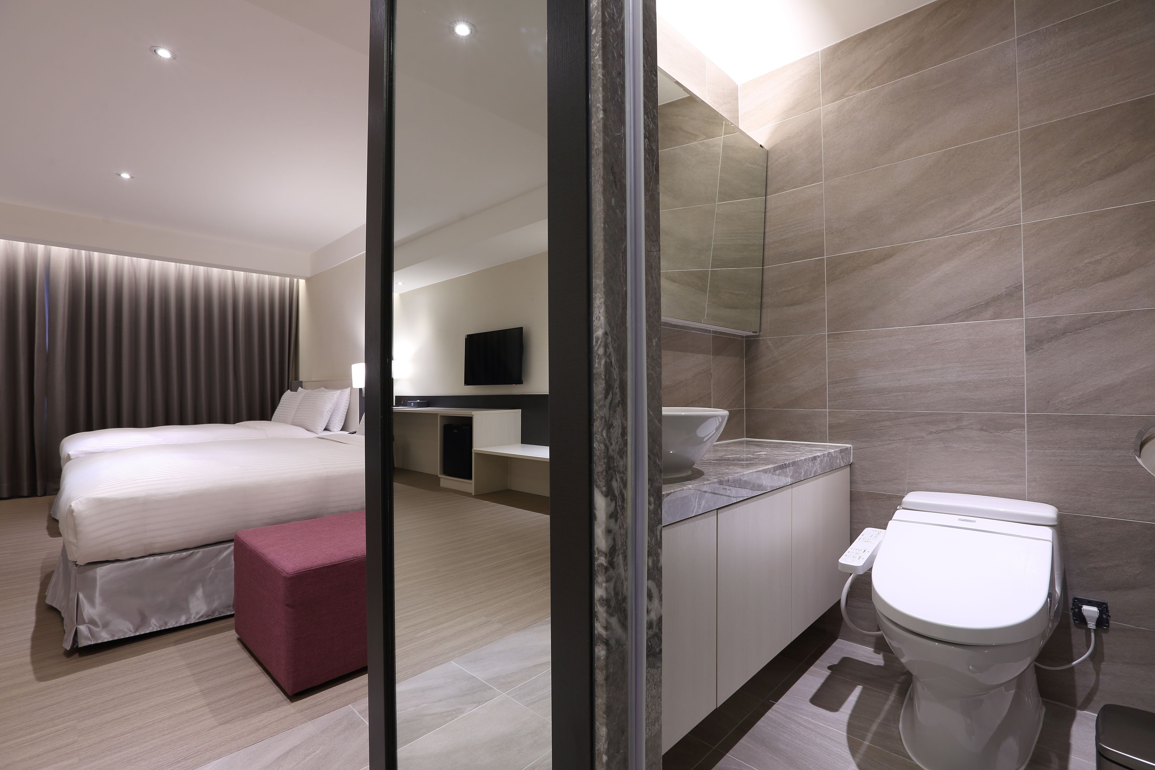 family quadruple room, 2 double beds, bathtub | bathroom amenities | hair dryer, slippers, electronic bidet, towels