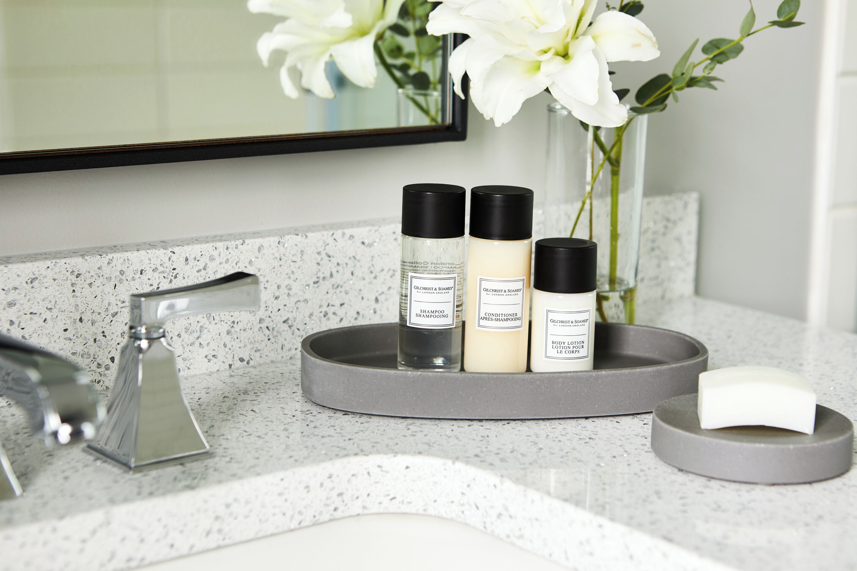 free toiletries, hair dryer, bathrobes, towels