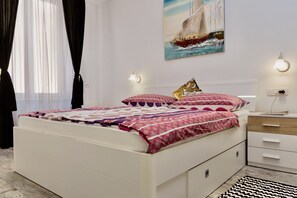 Apartamento superluxo, 2 quartos, no pátio | Roupas de cama de algodão egípcio, roupas de cama premium