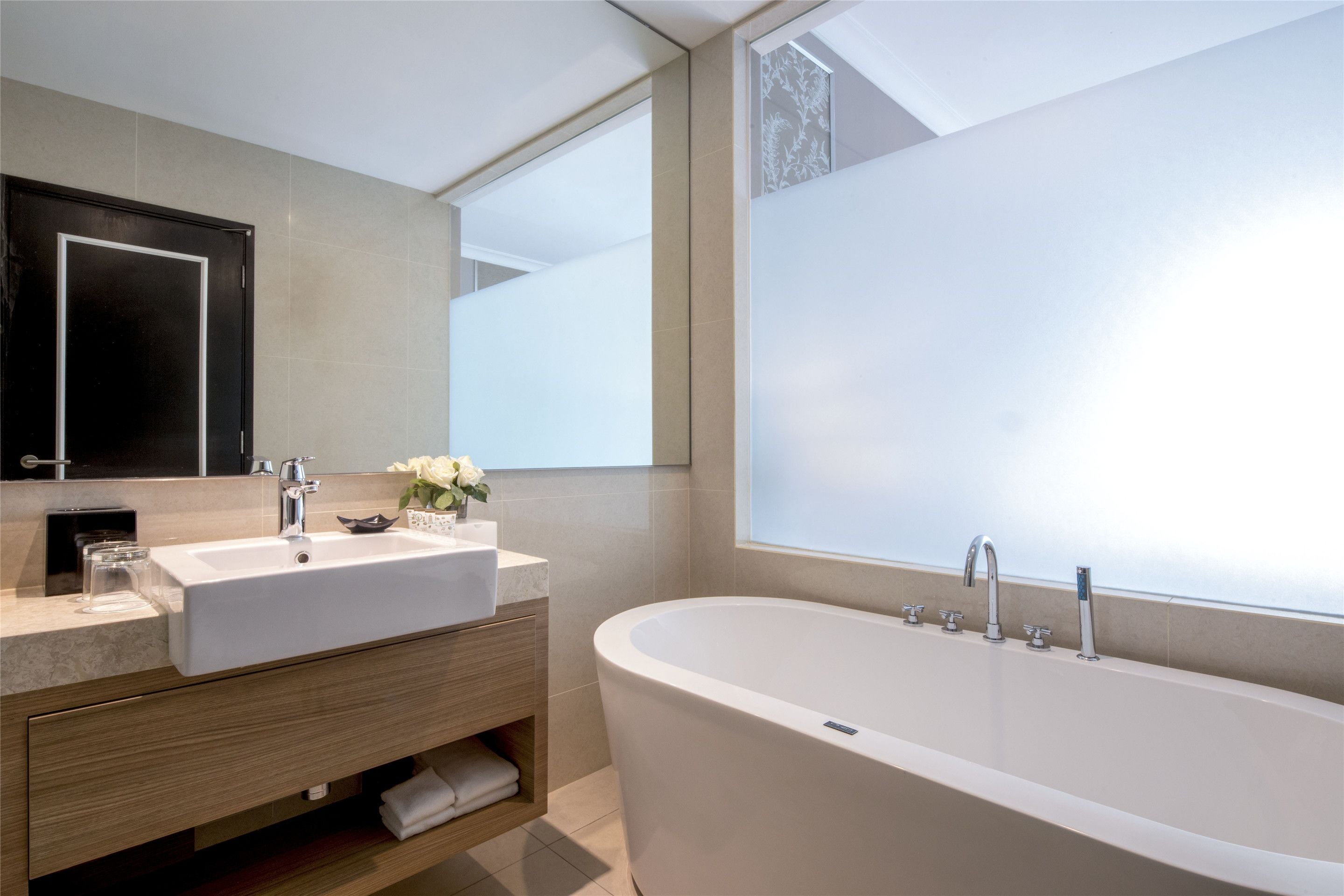 free toiletries, hair dryer, bidet, towels