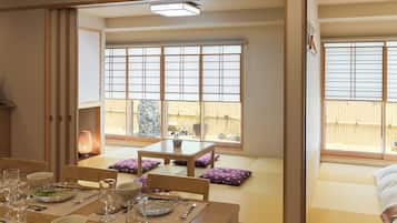 Japanese-style Apartment, 3 Bedrooms, Kitchen, Garden View | Living area | 40-inch LCD TV with digital channels, Netflix, DVD player