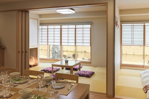 Japanese-style Apartment, 3 Bedrooms, Non Smoking, 2 Bathrooms | Living area | 40-inch LCD TV with digital channels, fireplace, Netflix