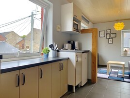 Apartamento, 1 habitación | Cocina privada | Frigorífico, microondas, placa de cocina y cafetera o tetera