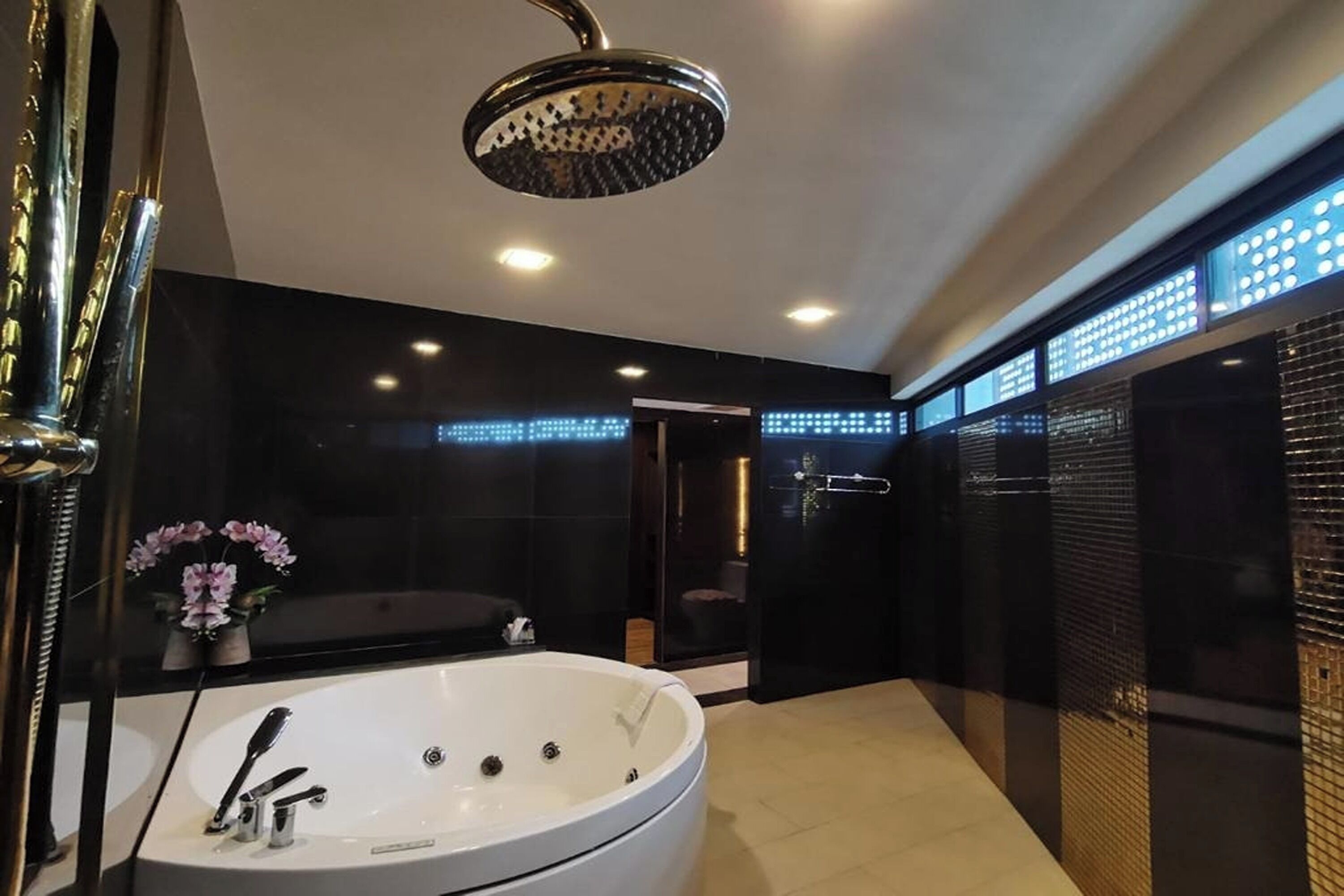 holatel suite  | bathroom | shower, rainfall showerhead, free toiletries, hair dryer