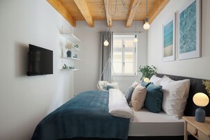 家庭公寓, 2 间卧室, 城市景观 | 1 多间卧室、遮光窗帘、隔音、熨斗/熨衣板