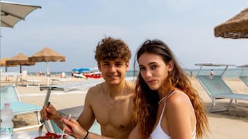 Private beach, black sand