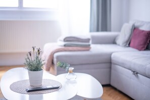 Appartement Supérieur, 2 grands lits | Salle de séjour | Télévision à écran plat