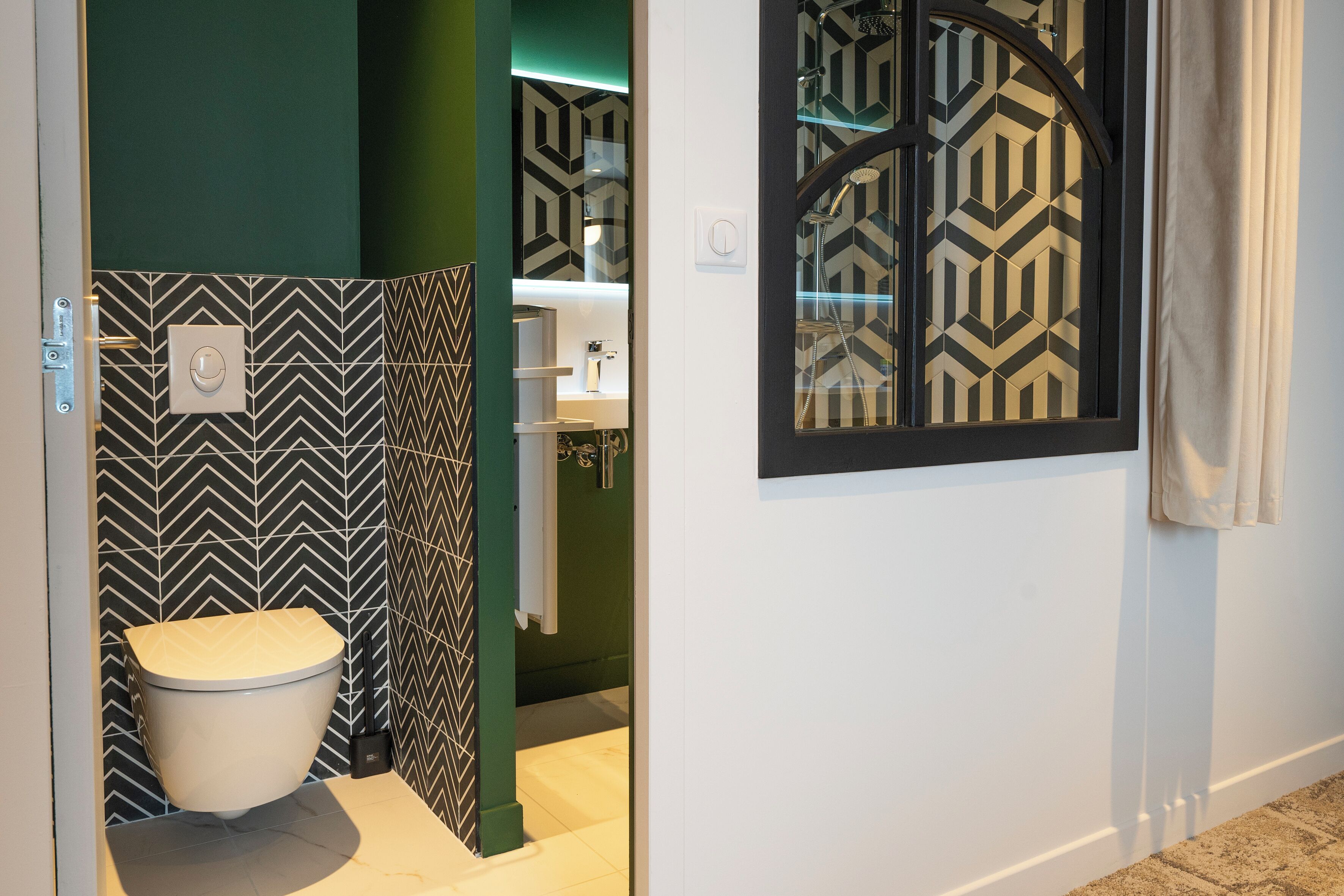 superior double room | bathroom | shower, rainfall showerhead, eco-friendly toiletries, hair dryer