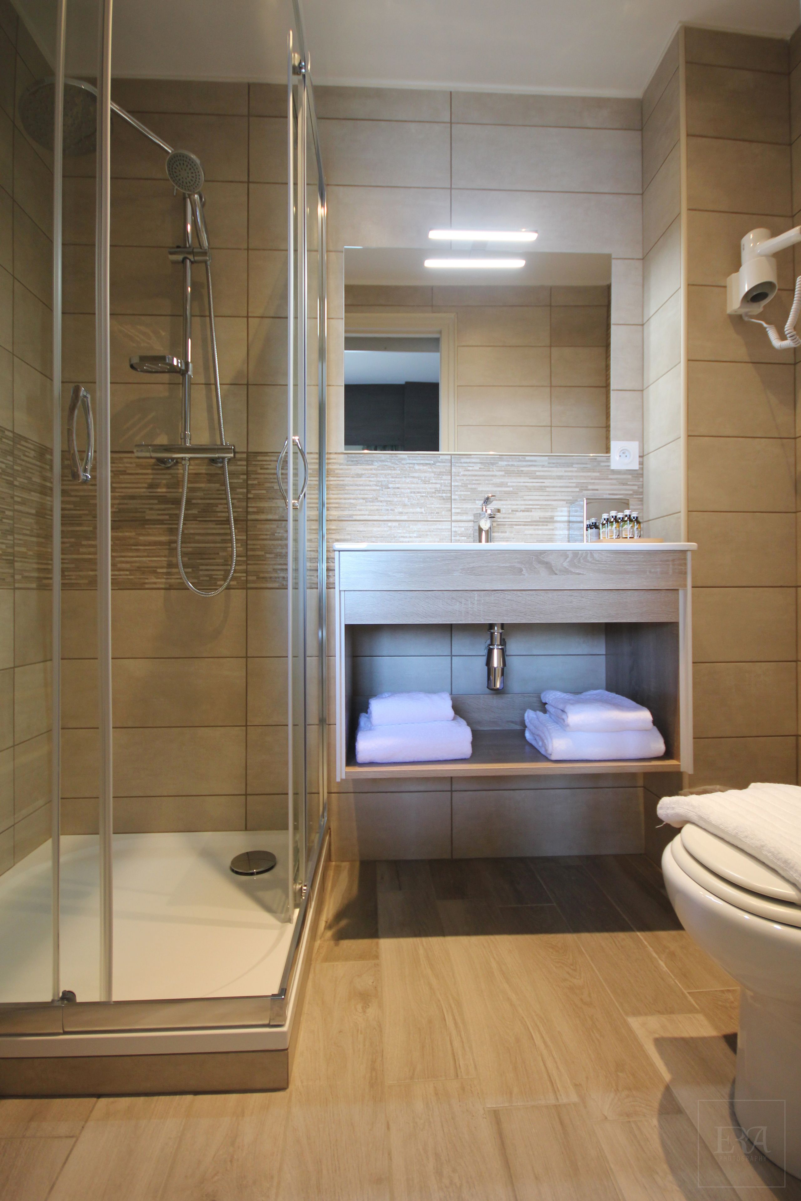 free toiletries, hair dryer, towels