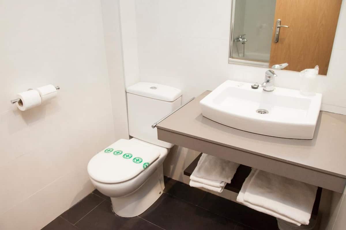 free toiletries, hair dryer, towels