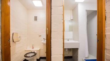 Shower, free toiletries, towels