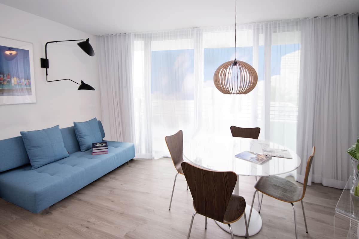 Corner One Bedroom Suite with Double Balcony | Living room | LED TV, pay movies