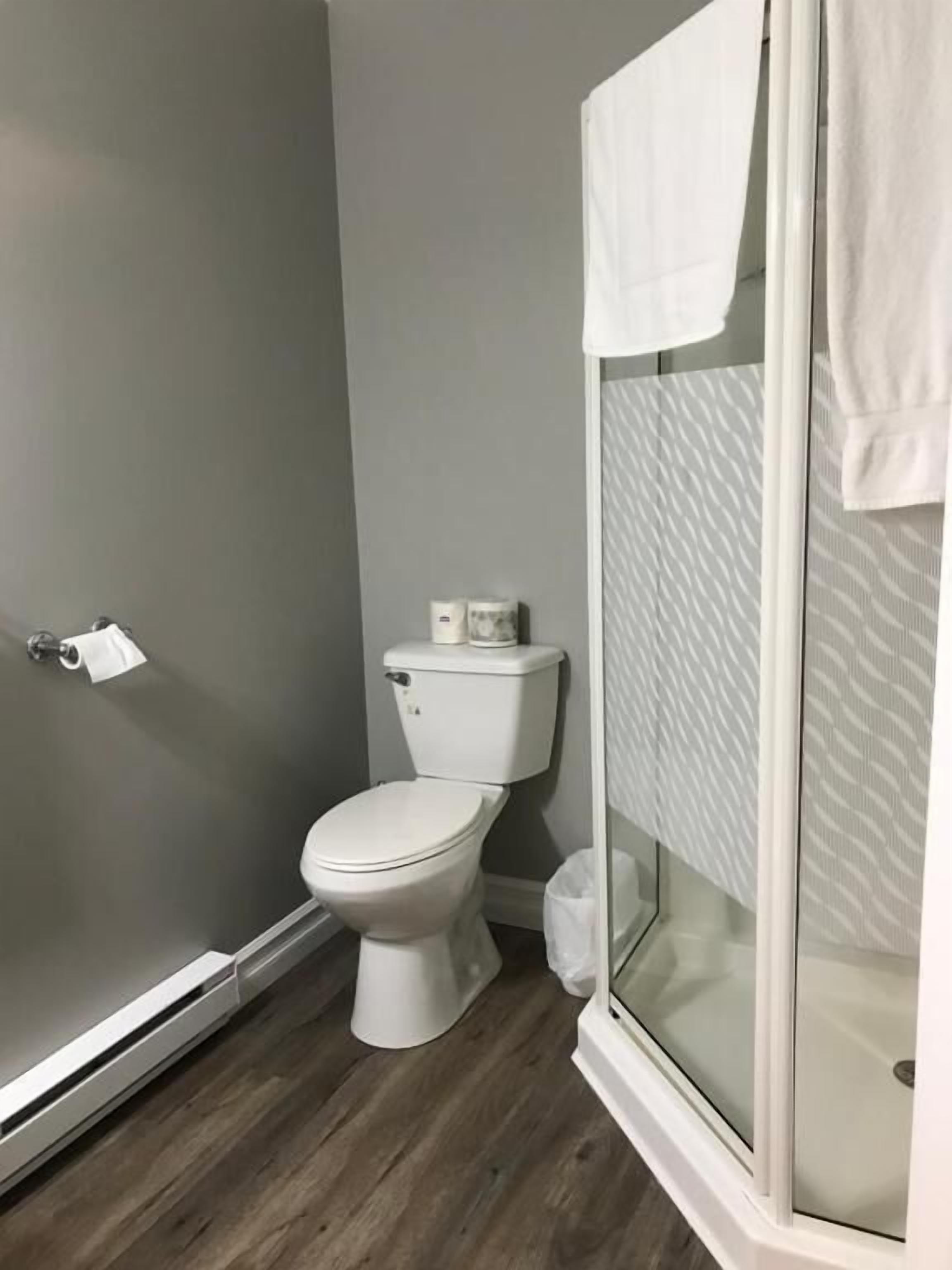 Dusche, kostenlose Toilettenartikel, Haartrockner, Handtücher