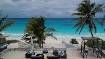 On the beach, white sand