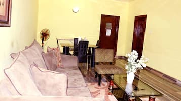 Comfort Apartment, 2 Bedrooms | Living area | 42-inch flat-screen TV with satellite channels, plasma TV