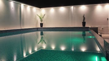 Indoor pool, pool umbrellas