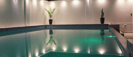 Indoor pool, pool umbrellas