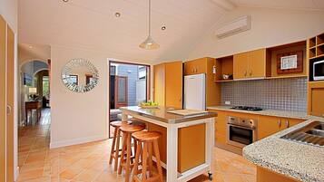 Fridge, microwave, dishwasher, coffee/tea maker