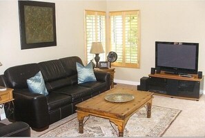 Smart TV, chimenea y libros