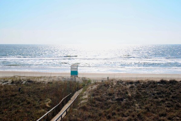 On the beach, sun loungers - Newly Renovated and Tastefully Decorated 2 BR/2 BA Oceanfront Condo, sleeps 8. (Carolina Beach)