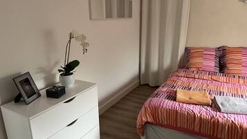 2 bedrooms, in-room safe, iron/ironing board, travel cot