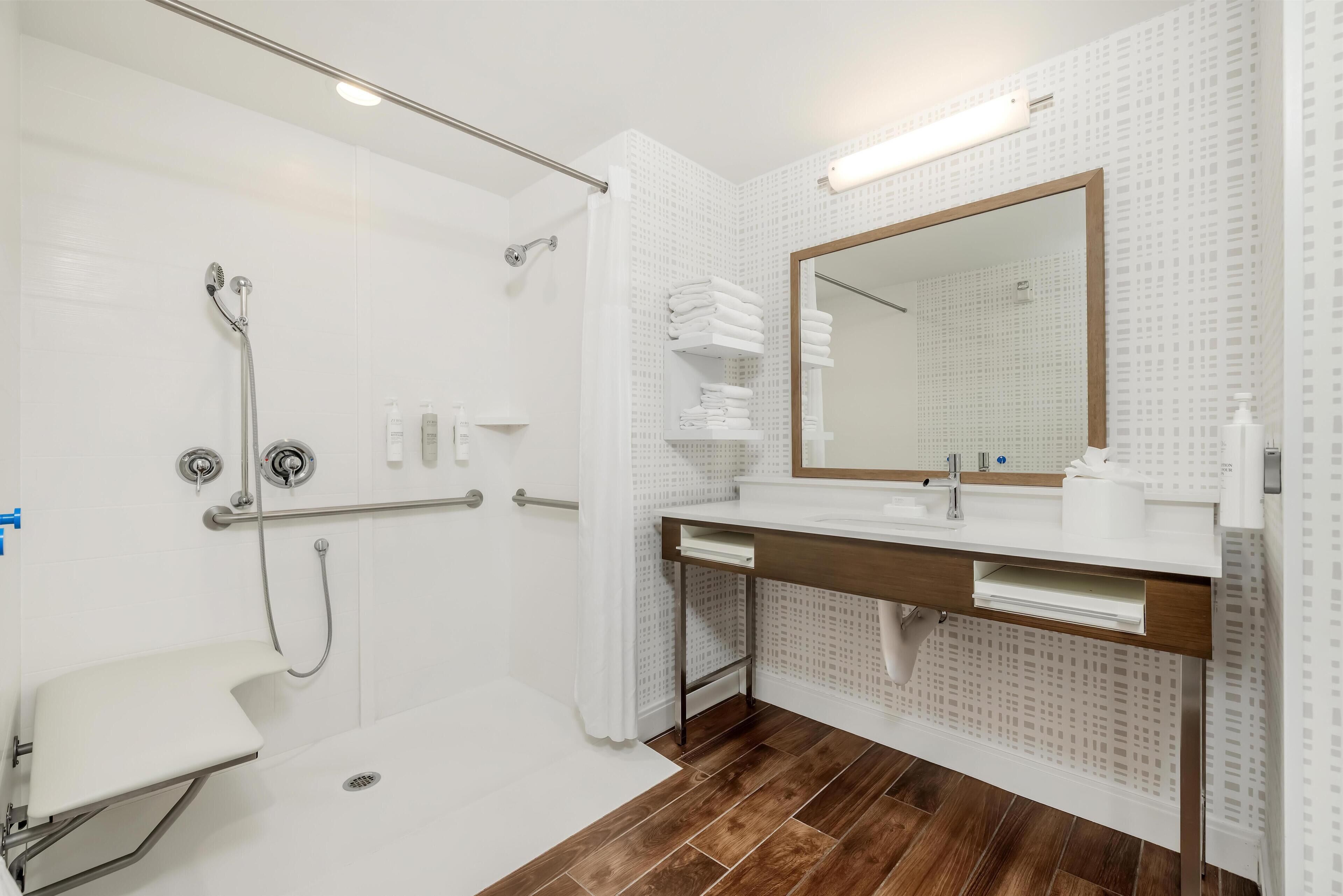Studio, 1 King Bed with Sofa bed, Accessible (Roll-In Shower) | Bathroom shower