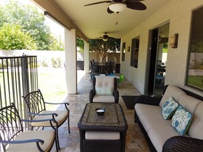 Outdoor dining - Great location, 6BR/4BA, heated pool/hot tub. (Chandler)