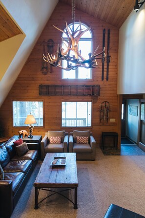 Smart TV, caminetto, libri