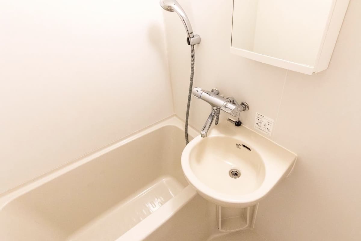 standard double room | bathroom | separate bathtub and shower, deep-soaking bathtub, free toiletries