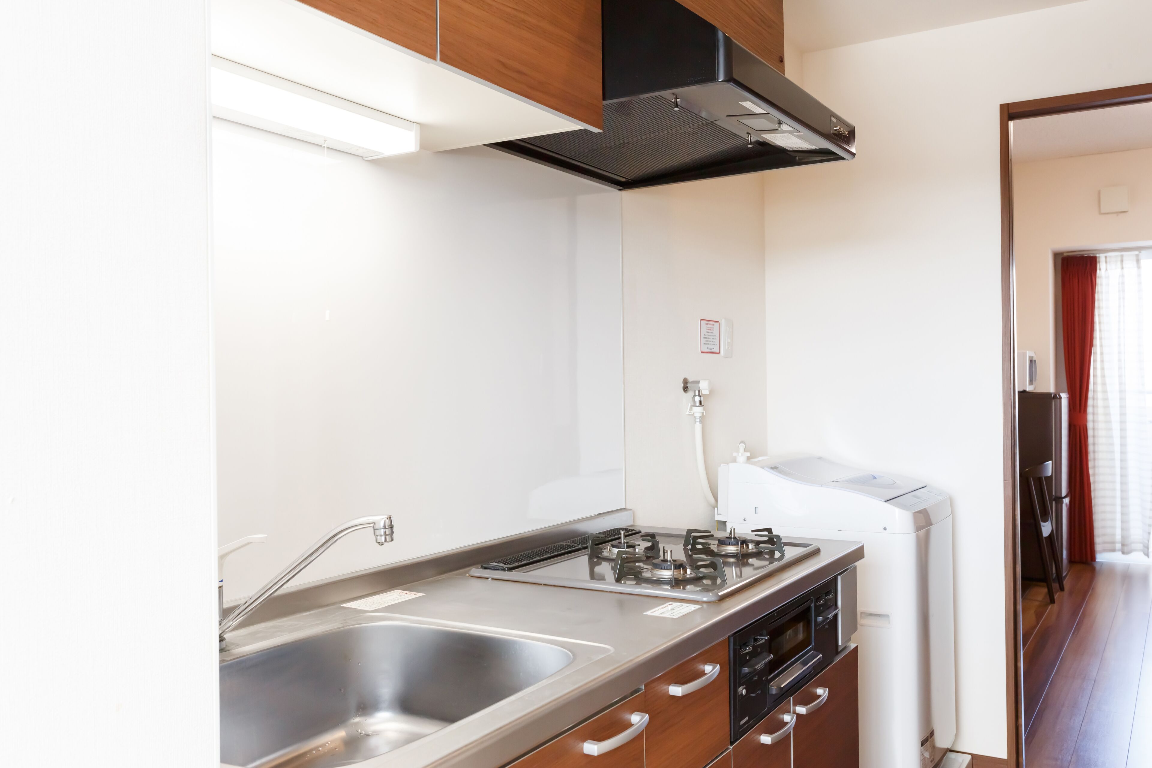 fridge, microwave, electric kettle