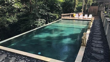 Outdoor pool, pool loungers