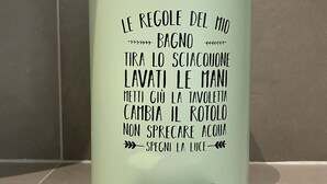 Une poubelle verte avec un couvercle noir et une anse en métal.