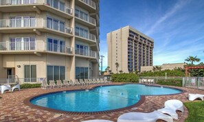 A heated pool -  8TH FLOOR HONEYMOON SUITE,VIEWS FROM 3 FLOOR TO CEILING WINDOWS  STEPS TO BEACH (South Padre Island)