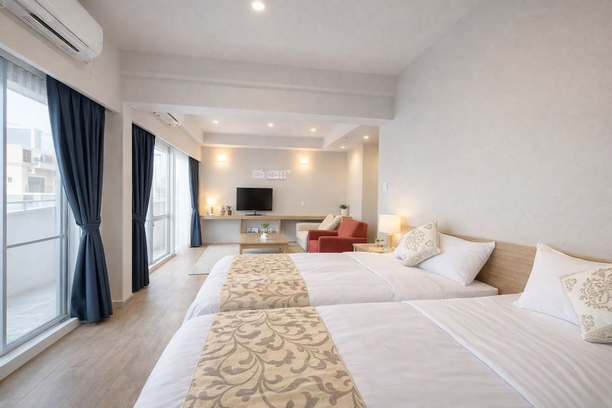 Laptop workspace, free WiFi, bed sheets