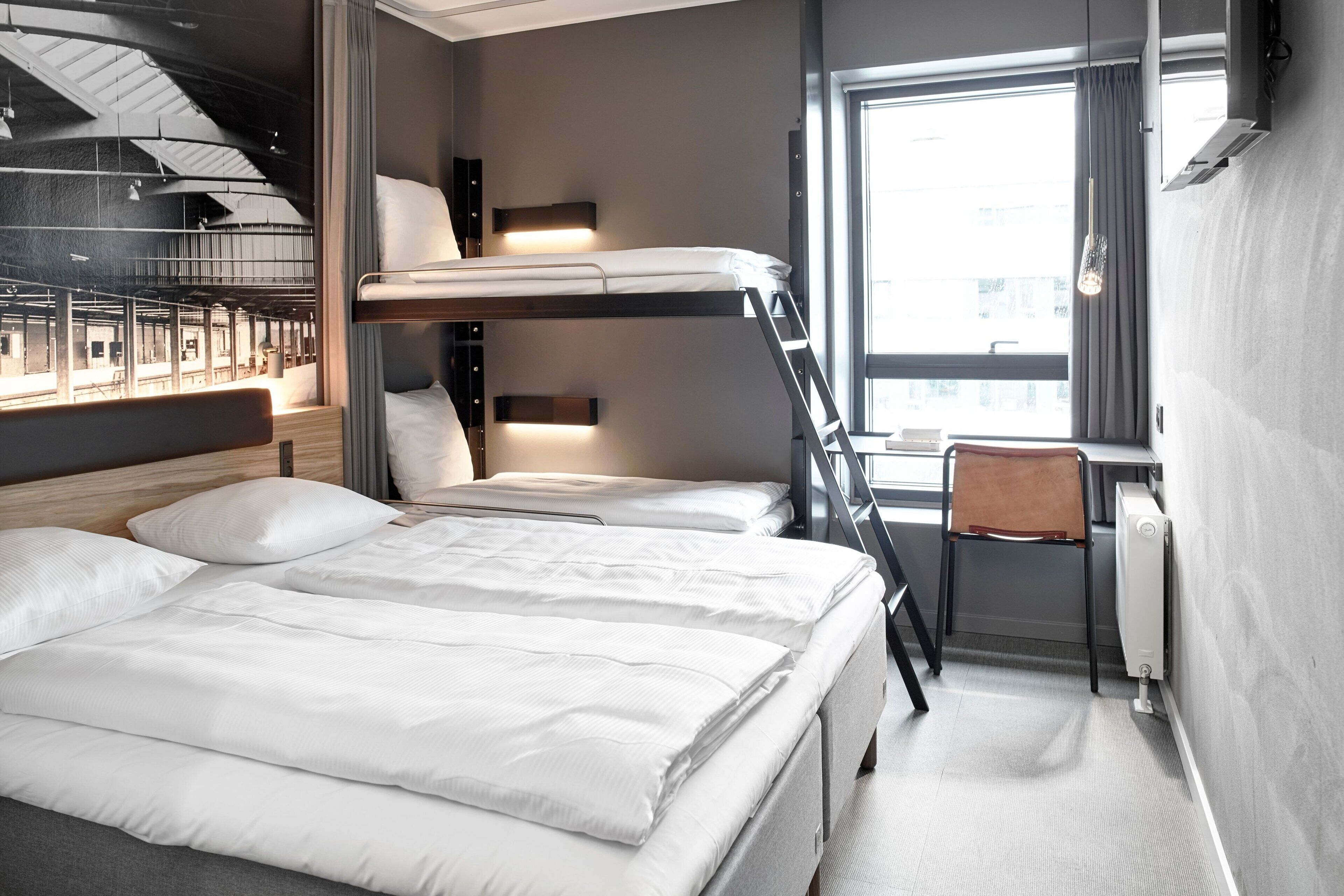 1 bedroom, desk, blackout curtains, iron/ironing board