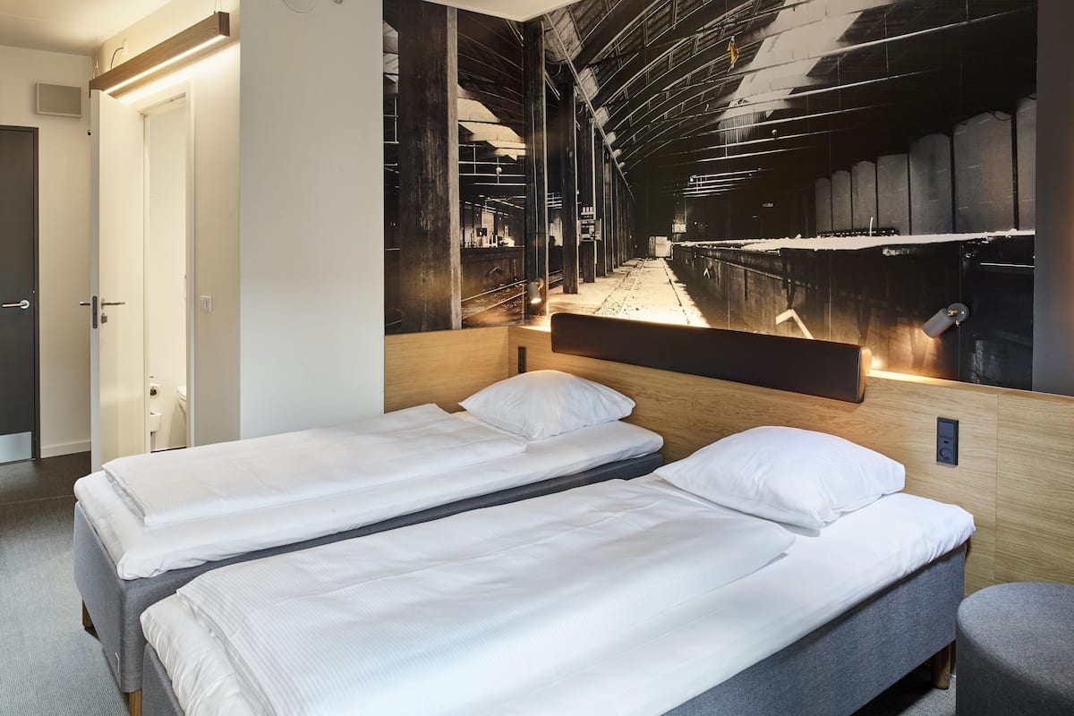 1 bedroom, desk, blackout curtains, iron/ironing board