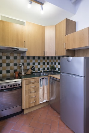 Basic Apartment, 1 Bedroom (DOUBLE) | Private kitchen | Fridge, microwave, oven, stovetop - Sdrucciolo Double (Florence)