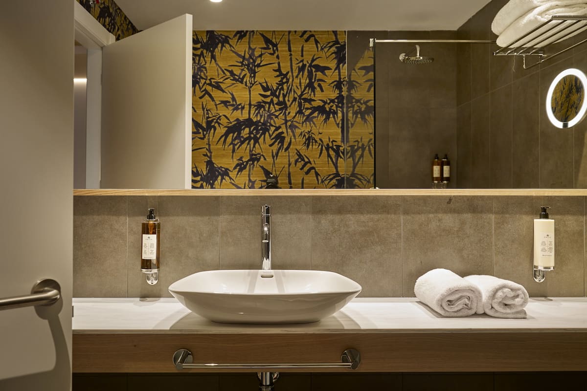 Dusche, Regendusche, kostenlose Toilettenartikel, Haartrockner
