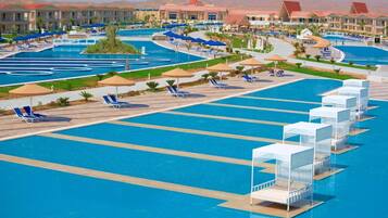 Indoor pool, 15 outdoor pools, pool umbrellas, pool loungers